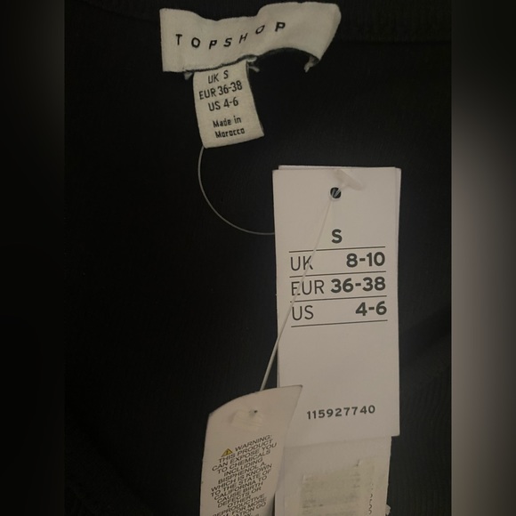 NWT Topshop O-ring, cutout long sleeve bodysuit, Black, Sz. Small. - Picture 4 of 4